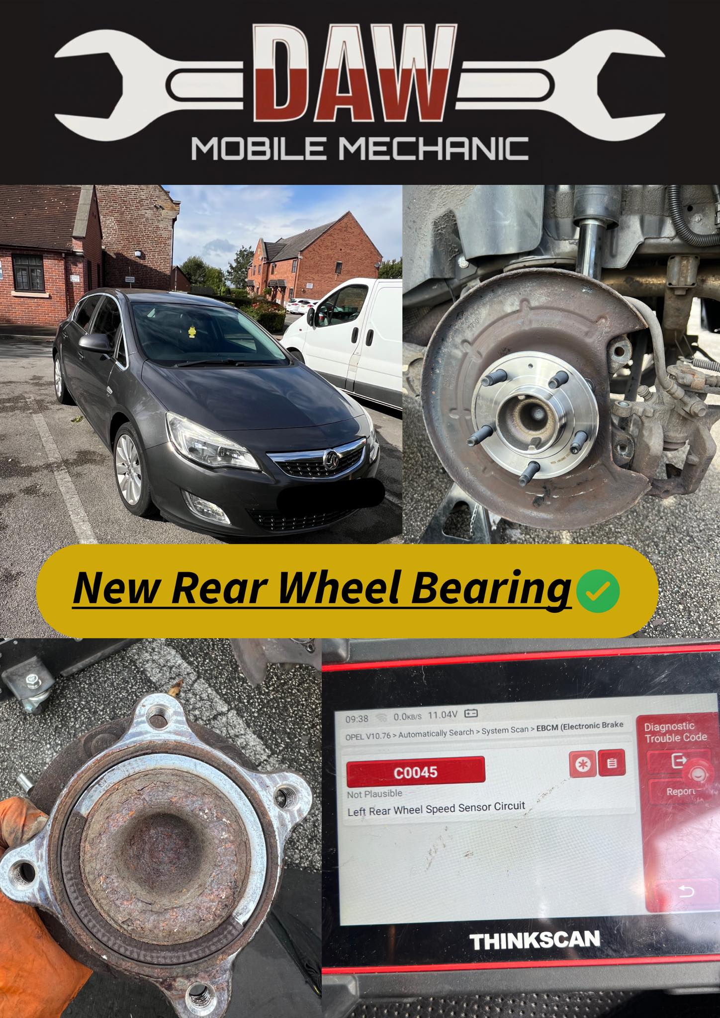 auxhall Astra due to encoder ring snapped which was throwing ABS light on the dash