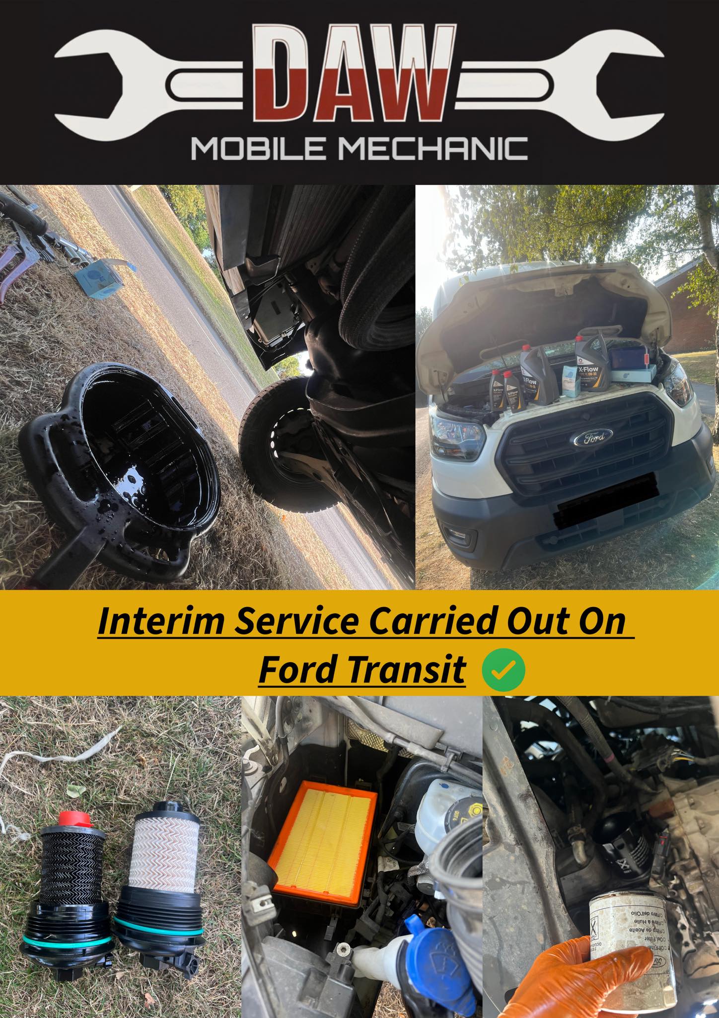 Ford Transit in for a interim service and new fuel filter