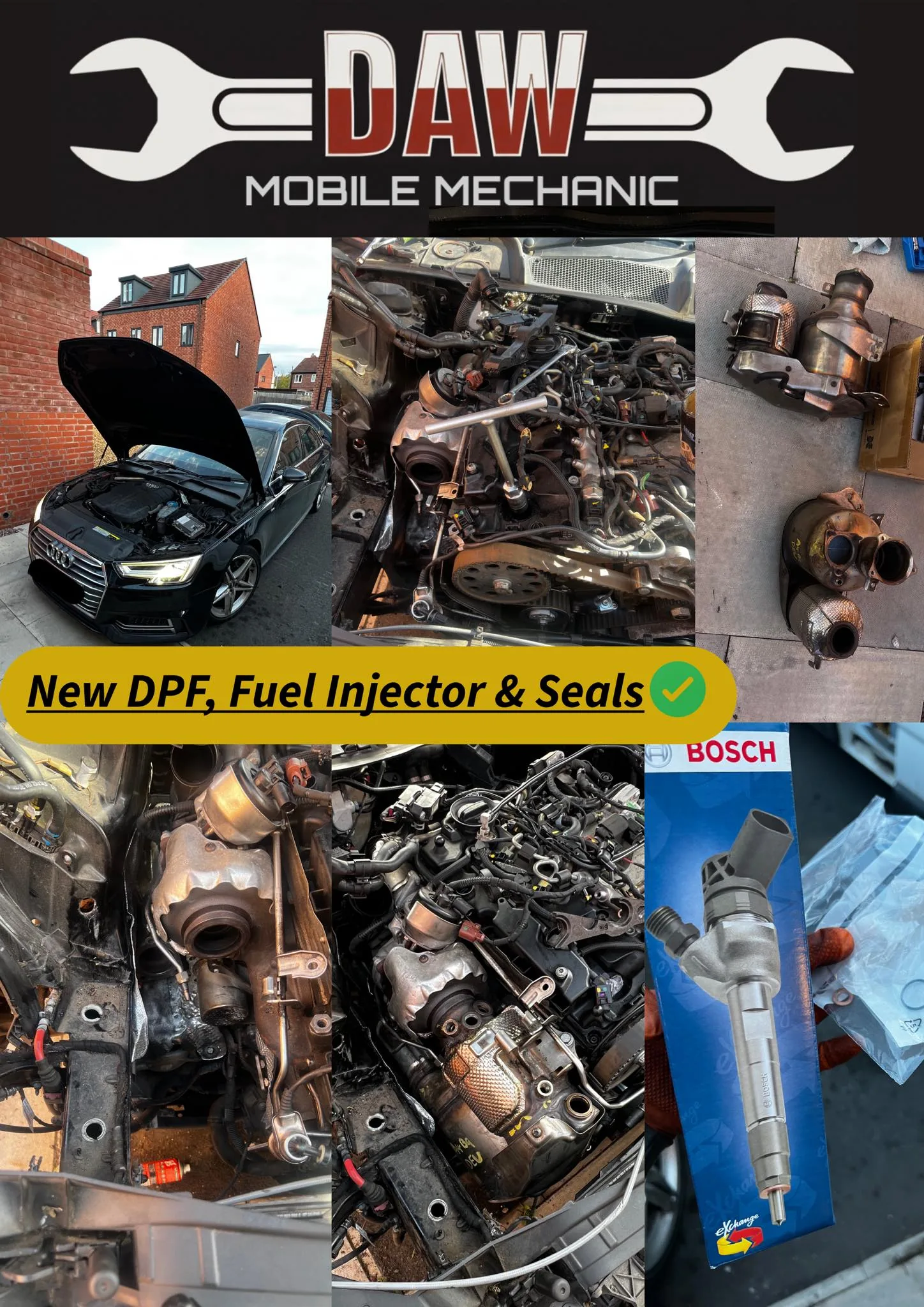 New DPF, Fuel injector and Injector seals on Audi A4