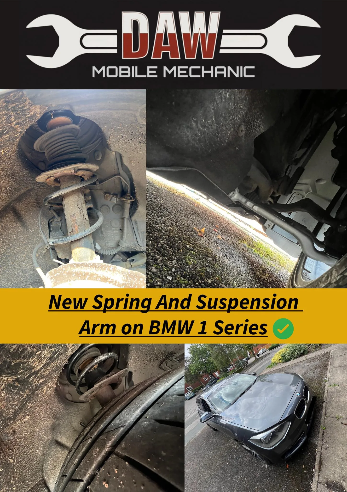 new front spring and suspension arm on BMW 1 Series