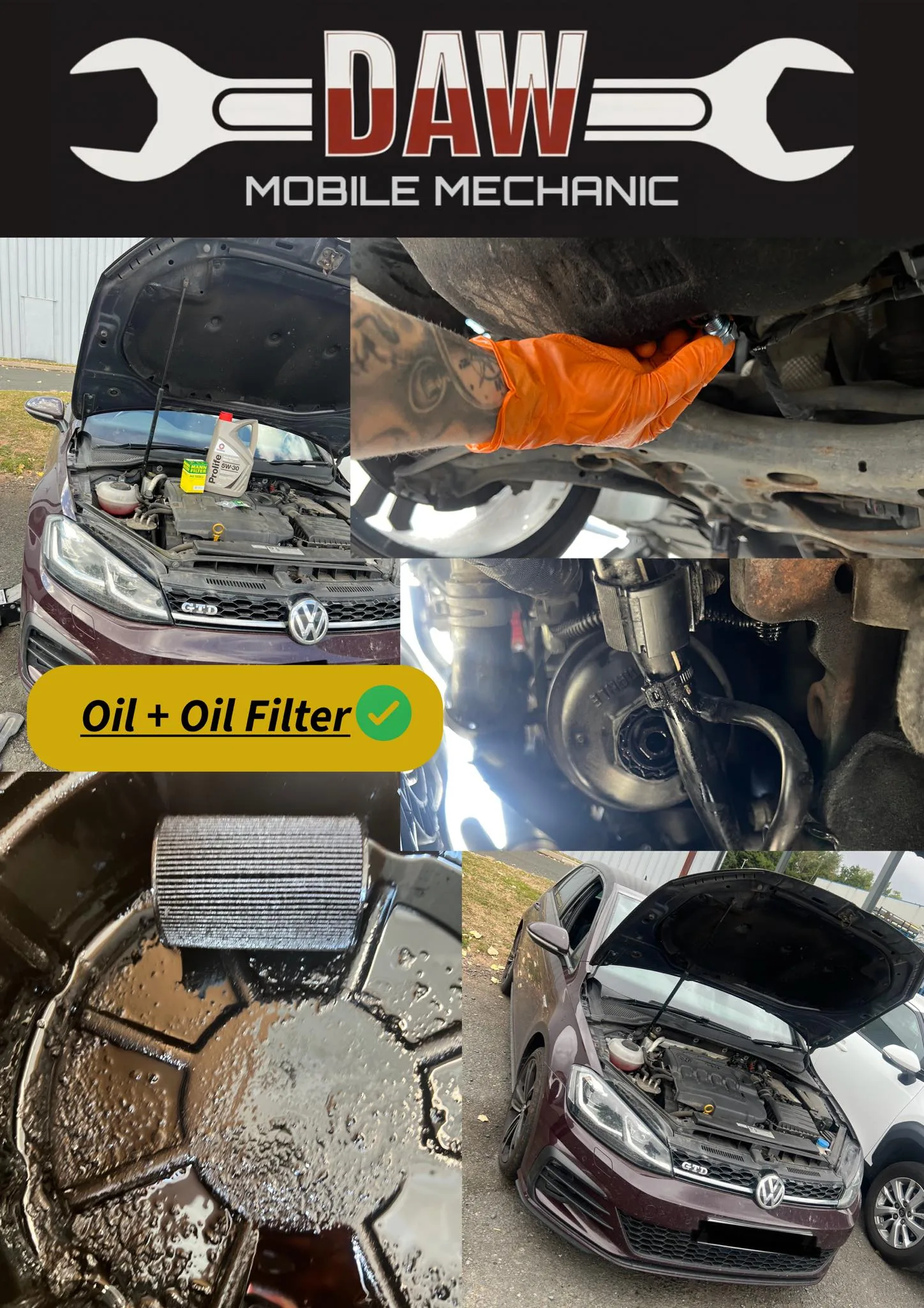 Oil and oil filter change on a customers VW Golf GTD