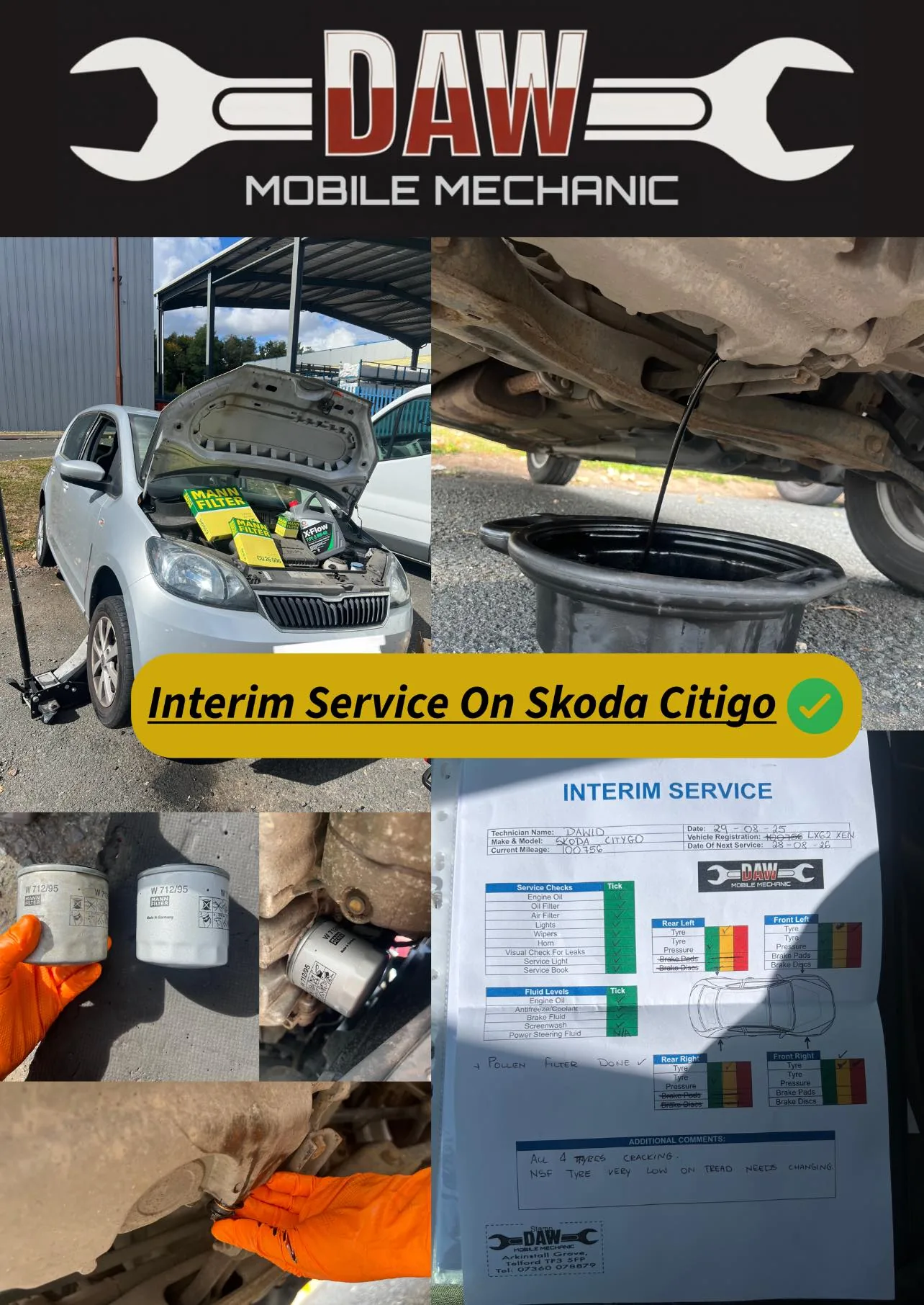 We carried out Interim service on the customers Skoda Citigo